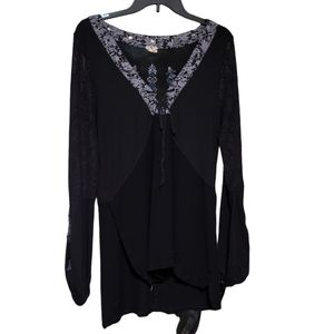 Gimmicks black unique boho embroidered tunic size large